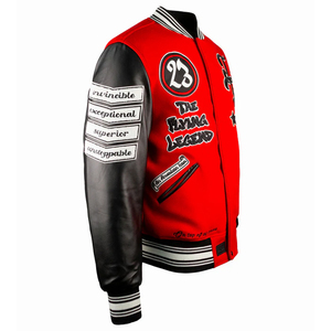 Chaqueta Universitaria Unisex de Alta Calidad, Lana, Cuero Auténtico, Mangas de Cuero Artificial, Chaquetas de Invierno con Capucha, Bordado Chenille para Hombre - Product Image 4