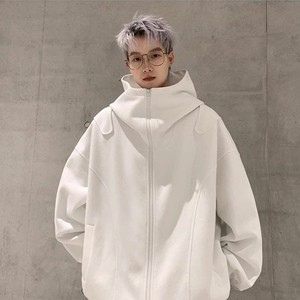 Sudadera con capucha deportiva informal holgada de invierno para hombre de color sólido de alta calidad personalizada, cárdigan pesado, suéter - Product Image 3