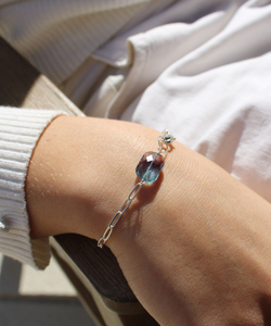 สร้อยอัญมณี925แร่เงินสีทองสำหรับผู้หญิงสร้อยข้อมือโซ่ประดับอัญมณีทำด้วยมือจากแร่อะเมทิสต์ลาบราดอไรต์ - Product Image 2