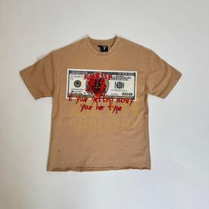 เสื้อยืดพิมพ์ลายแขนสั้นผ้าฝ้ายพิมพ์ลายกราฟิกแนวสตรีทเสื้อยืดพิมพ์ลายพลอยเทียม - Product Image 1