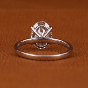 Bague de fiançailles en argent sterling 925, 1,0 CT, taille ovale, nouveau style classique, moissanite, sertie de diamants, certificat IGI, bijoux - Product Image 4