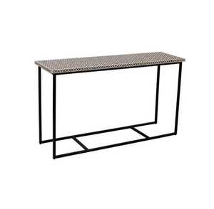 Table console moderne faite à la main en incrustation d'os avec support en métal robuste Mobilier décoratif élégant pour couloir, entrée, salon - Product Image 1