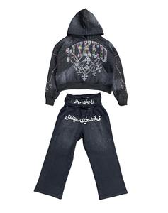 Chándal para hombre, tejido de lana de algodón de peso pesado, material grueso y cálido, perfecto para entrenamiento de invierno y ropa de calle informal - Product Image 1