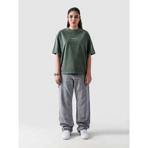 เสื้อยืดโอเวอร์ไซส์แฟชั่นผ้าเจอร์ซีย์สีเขียวมรกต 100% ผ้าฝ้ายออร์แกนิค น้ำหนัก 220 กรัม พิมพ์ลาย - Product Image 3