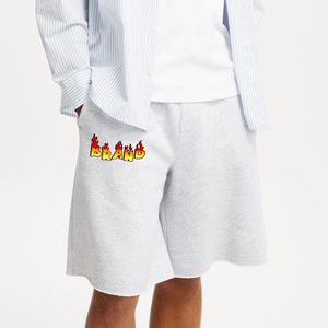 Short de course de jogging 100% coton pour hommes en molleton personnalisé en gros 380 GSM surdimensionné Hip Hop Streetwear solide High Street Plus - Product Image 1