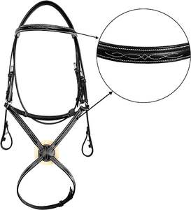 Bride traditionnelle fantaisie surélevée Figure 8 avec rênes lacées | Bride de saut anglaise Figure 8 pour chevaux - Product Image 4