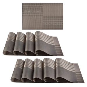 Set di Tovagliette di Lusso a Righe, 10 Pezzi, Lavabili e Antiscivolo per Tavolo da Pranzo, in Poliestere Stampato, Lino e Plastica per Casa e Cucina - Product Image 1