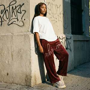 <b>Women</b> Heavyweight Cropped Pants Wide Leg Custom Hotfix Rhinestone Streetwear <b>Trousers</b> High Waist Soft Y2K Joggers Winter Painted - Product Image 1