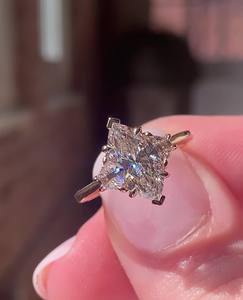 Anillo de compromiso de diamante de moissanita de corte Marquesa de 12x6mm | Anillo solitario de piedra blanca | Joyería fina minimalista para boda | 925 - Product Image 4