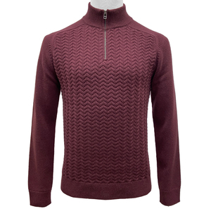 เสื้อกันหนาวผู้ชาย FW23 พรีเมียม คัสตอม ผลิตจากผ้าเมอริโนแคชเมียร์ผสมเนื้อละเอียดพิเศษ คอจีน ซิปครึ่งตัว ลายถักแบบเคเบิ้ล หนานุ่ม อุ่นสบาย ป้องกันขนร่วง ซักแห้งเร็ว - Product Image 1