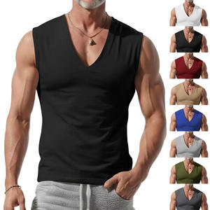 Camiseta sin Mangas de Verano para Hombre, Cuello en V, Color Sólido, Informal, Transpirable, para Entrenamiento, Gimnasio, Deporte - Product Image 2