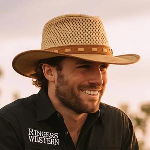 Chapeau en liège naturel avec filet et dentelle marron - Product Image 5