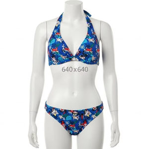 Traje de Baño de Dos Piezas para Mujer, Bikini con Apliques de Impresión Digital Impermeable, Poliéster y Elastano, Secado Rápido, Ropa de Playa - Product Image 1