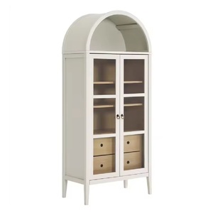 Gabinete de arco de almacenamiento de exhibición de madera blanca de granja moderna de alta calidad de tamaño personalizado para sala de estar cocina dormitorio - Product Image 5