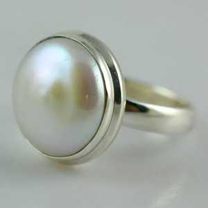 Handmade 925 Sterling <b>Silver</b> Coin Pearl <b>Ring</b> Freshwater <b>Statement</b> Promise Jewelry Gift for Her Anniversary - Product Image 6