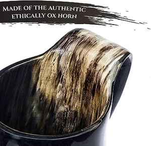 Taza de cuerno para beber de cerámica tallada vikinga personalizada hecha a mano, cuerno Natural altamente pulido de La India para vino y cerveza - Product Image 3