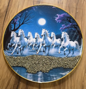 Art mural de luxe Arbre de vie avec pierres de cristal Cadre rond doré arc-en-ciel Décoration d'intérieur - Product Image 6