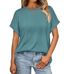 Nueva colección Servicio OEM Sólido Mujer 100% Algodón Manga corta Respetuoso del medio ambiente Transpirable Camiseta de secado rápido Bangladesh - Product Image 1
