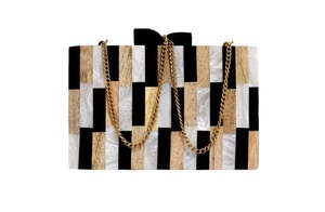 Unisex Custom Resin Wood Clutch Purse Wholesale Price Fashionable Classic Style for Wedding Party Events Decorated Chains <b>Pearls</b> - Product Image 4