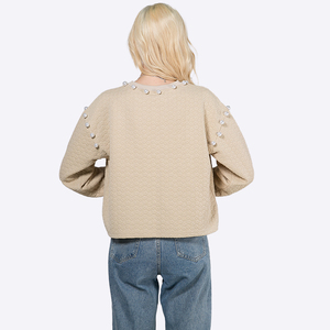 Jersey personalizado para mujer, sudadera, fabricantes de ropa, ropa de moda, Jersey, Sudadera con capucha, sudaderas con perlas de manga larga - Product Image 2