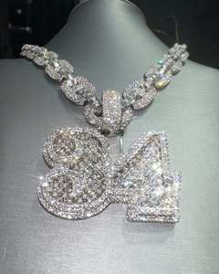 Luxe 925 Sterling Silver Moissanite Diamant Glacé Argent Sac Caution Personnalisable Hip Hop Conception Partie Bijoux Cubain Lien Pendentifs - Product Image 1