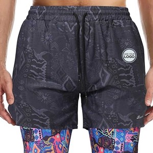 Celana pendek olahraga pria, celana pendek atletis Gym 5 inci dengan garis cepat kering dengan kantong handuk - Product Image 1