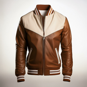Chaqueta Bomber con Mangas de Piel Auténtica y Cuerpo de Lana Personalizada de Alta Calidad, Chaquetas Varsity para Hombre y Mujer, Superventas - Product Image 2