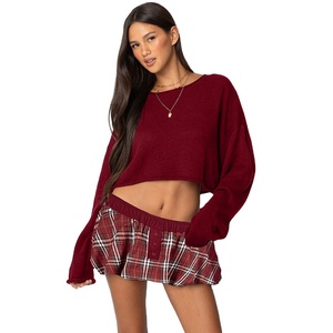 2025 femmes robe de bal Mini jupe nouvelle mode contraste couleur Plaid imprimé boucle décorative taille basse Style décontracté - Product Image 1