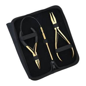 Kit de Herramientas para Extensiones de Cabello con Juego de Pinzas, Pinza de Crimpado de Dientes Planos para una Presión Uniforme de las Cuentas, Pinza de Microperlas de Tres Orificios con Lazo - Product Image 5