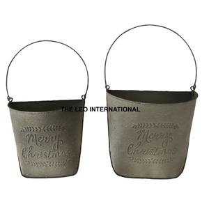ชุดถังเหล็กทรงกลม 3 ใบ สไตล์แฟนซี สำหรับคริสต์มาส ขายดี คุณภาพสูงสุด ของตกแต่งบ้าน ถังคริสต์มาส - Product Image 2