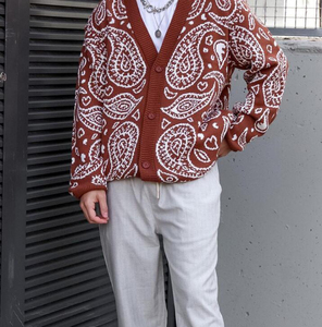 2025 Autumn European American Men's Loose Casual V Neck <b>Cardigan</b> Sweater High Quality Wholesale Long Sleeve Jacket <b>Button</b> - Product Image 4