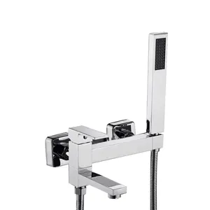 Tidgiugno raccordi per vasca da bagno <span class=keywords><strong>a</strong></span> parete <span class=keywords><strong>rubinetto</strong></span> per doccia monocomando Set doccia in ottone cromato miscelatore per vasca con doccetta - Product Image 1