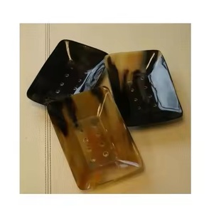 Wholesale New Style Round Natural Buffalo Horn Soap Dishes Handicrafts Polished Eco-Friendly Bathroom Soap Holder - Product Image 1