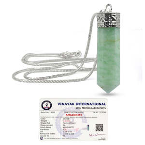 Colgante de Cristal Natural en Forma de Lápiz - Medallón Certificado AAA con Cadena de Metal - Product Image 1