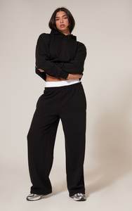 High Demand Black Premium Drop Shoulder Sudadera con capucha básica de gran tamaño para mujer Sudaderas con capucha antiarrugas y transpirables Sudadera con cremallera para mujer - Product Image 2