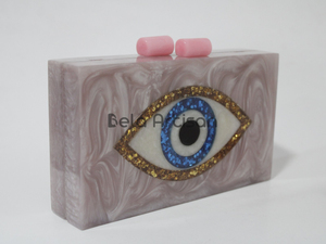 2025 NEW YCH vente en gros Offre Spéciale mode mauvais yeux conception pierre motif acrylique pochette sacs de soirée - Product Image 2