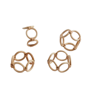Juego de 4 Anillos para Servilletas de Ratán Natural Tejidos a Mano, Porta Servilletas de Mimbre de Bambú para Decoración de Mesa de Comedor, Proveedores Mayoristas - Product Image 1