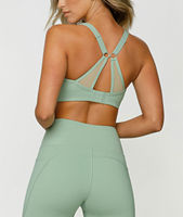 Soutien-gorge de sport sans couture à maintien élevé pour filles, avec bretelles croisées, style crop top, pour la gym et le fitness, effet push-up fessier, dos nu, grande taille, devant plat