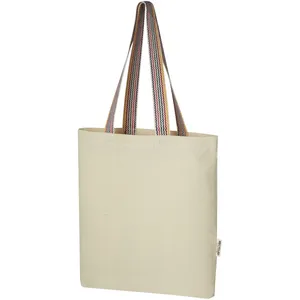Sac fourre-tout en coton recyclé arc-en-ciel, promotionnel et durable - Product Image 1