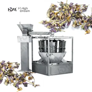 Máquina de embalagem de ervas para chá e flores em sachê pequeno com 14 funis e micro balança multicabeças