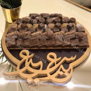 Plateau de service en bois artisanal de haute qualité le plus vendu Plateau décoratif élégant pour le Ramadan et l'Aïd Plateau alimentaire - Product Image 3