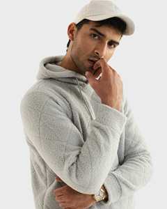 Sweat à capuche en polaire chaud de qualité supérieure confortable point de diamant Sherpa sweat matelassé en peluche hiver pull commandes en gros décontracté Style de rue - Product Image 5