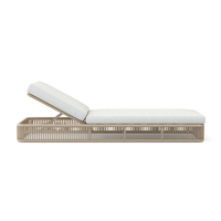 Chaise longue moderne en aluminium durable avec coussin résistant au soleil et revêtement en corde tressée pour usage extérieur dans les hôtels et villas (éco-responsable)