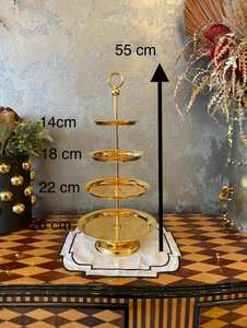 Soporte de Metal de 4 niveles chapado en oro para pastel, decoración de mesa de fiesta de lujo, soporte de exhibición de pastel de Metal - Product Image 2