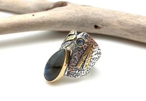 Anillo de Boda Clásico de Plata de Ley 925 con Labradorita, Estilo Bohemio, Hecho a Mano, Chapado en Rodio, Regalo para Esposa - Product Image 2