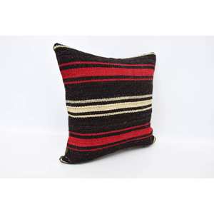 Coussin Patchwork Kilim en laine marron 16x16 pouces oreiller d'accent décoratif Vintage imprimé fleuri tissé literie sol Portable - Product Image 3