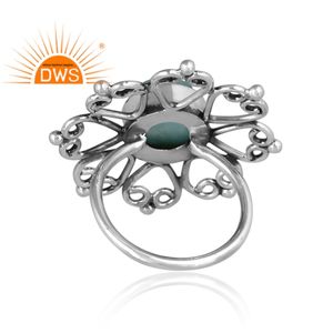 Vente chaude Argent Sterling Oxydé Naturel Doublet Amazonite Cristal Floral Design Anneau Bijoux Fabricant - Product Image 4