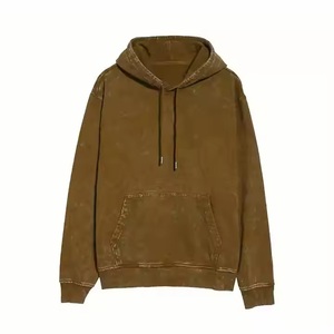 Wholesale Drop Shoulder Vintage Blank Hooded Sweater Acid Wash Men's Custom Printing <b>Full</b> Face <b>Zip</b> up <b>Hoodies</b> With Thermal - Product Image 1
