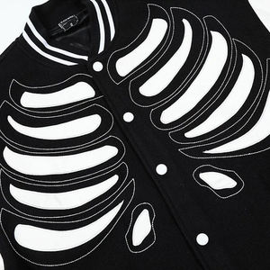 Chaqueta de calle estilo Skelton OEM para hombre, chaqueta universitaria de lana personalizada de calidad superior con cuello levantado, manga larga, cálida y transpirable - Product Image 2