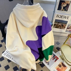 Suelta de talla grande japonés Retro contraste Color polar Sudadera con capucha mujer Otoño Invierno Tejido estilo perezoso pareja chaqueta - Product Image 5